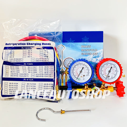 Brass Manifold Gauge Set with Hose R134A /R22 /R12 /R502