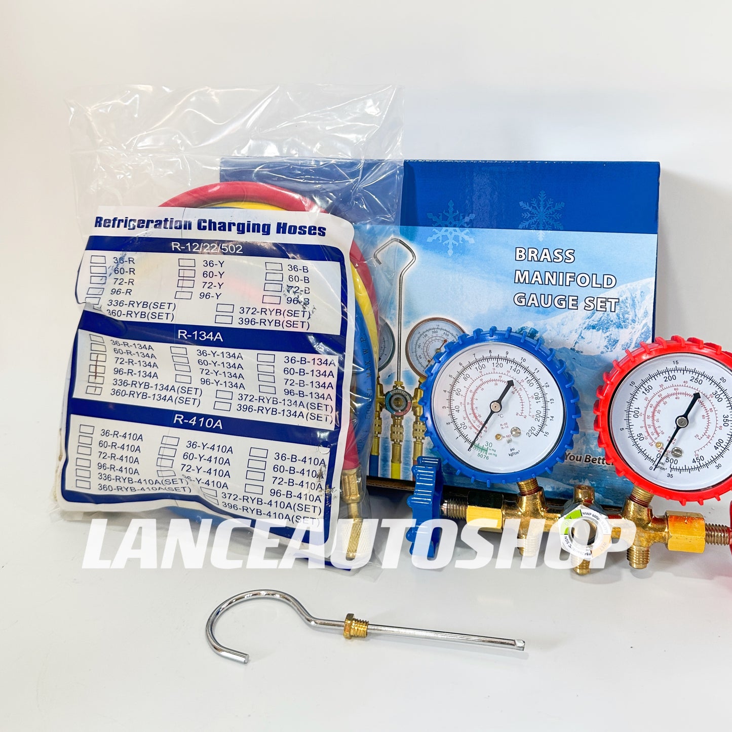 Brass Manifold Gauge Set with Hose R134A /R22 /R12 /R502