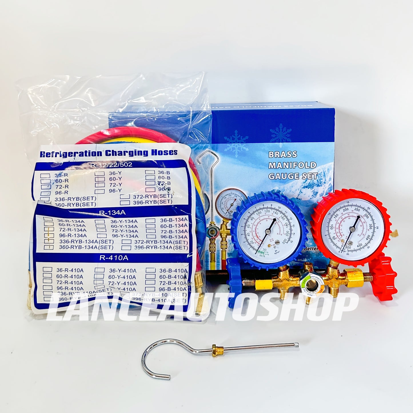 Brass Manifold Gauge Set with Hose R134A /R22 /R12 /R502